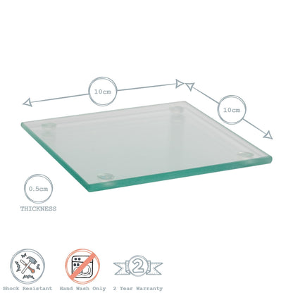 Square Glass Coasters - Pack of Six