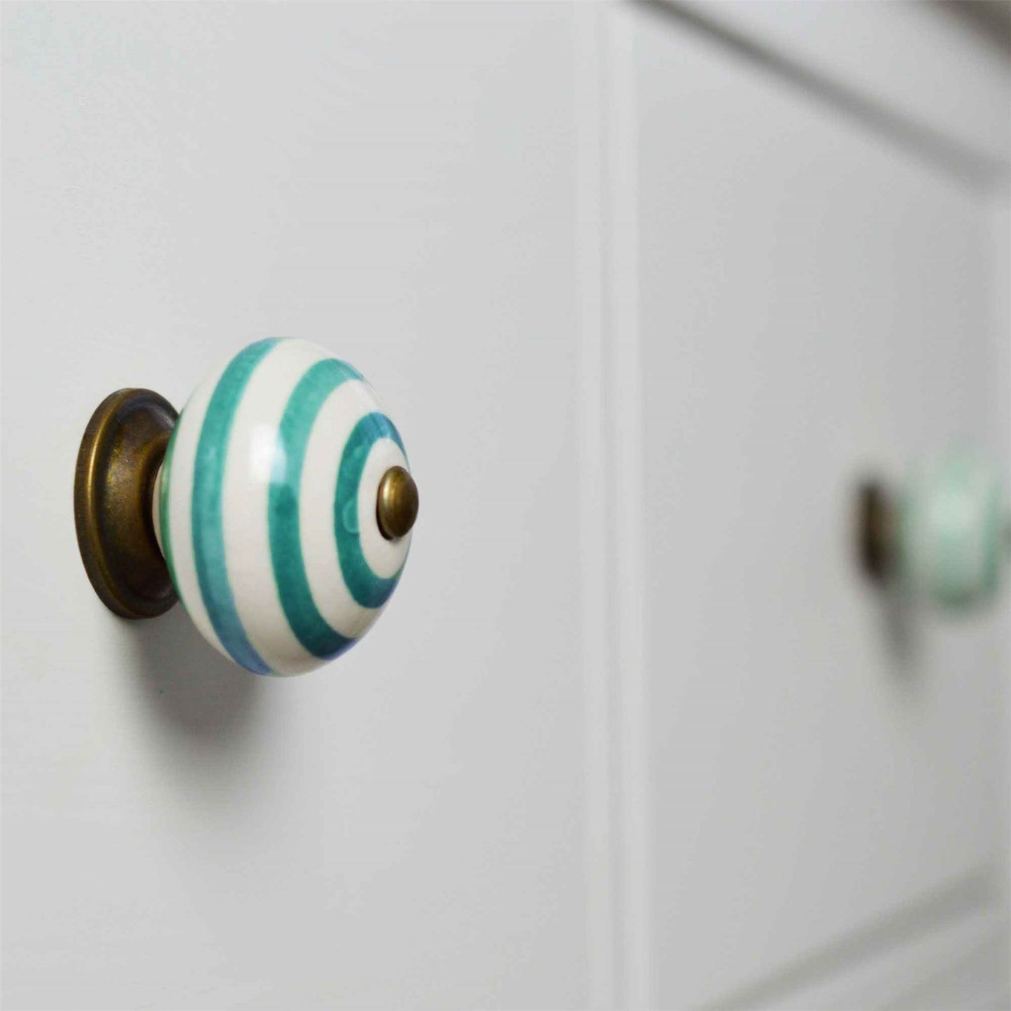 Round Stripe Ceramic Cabinet Knob