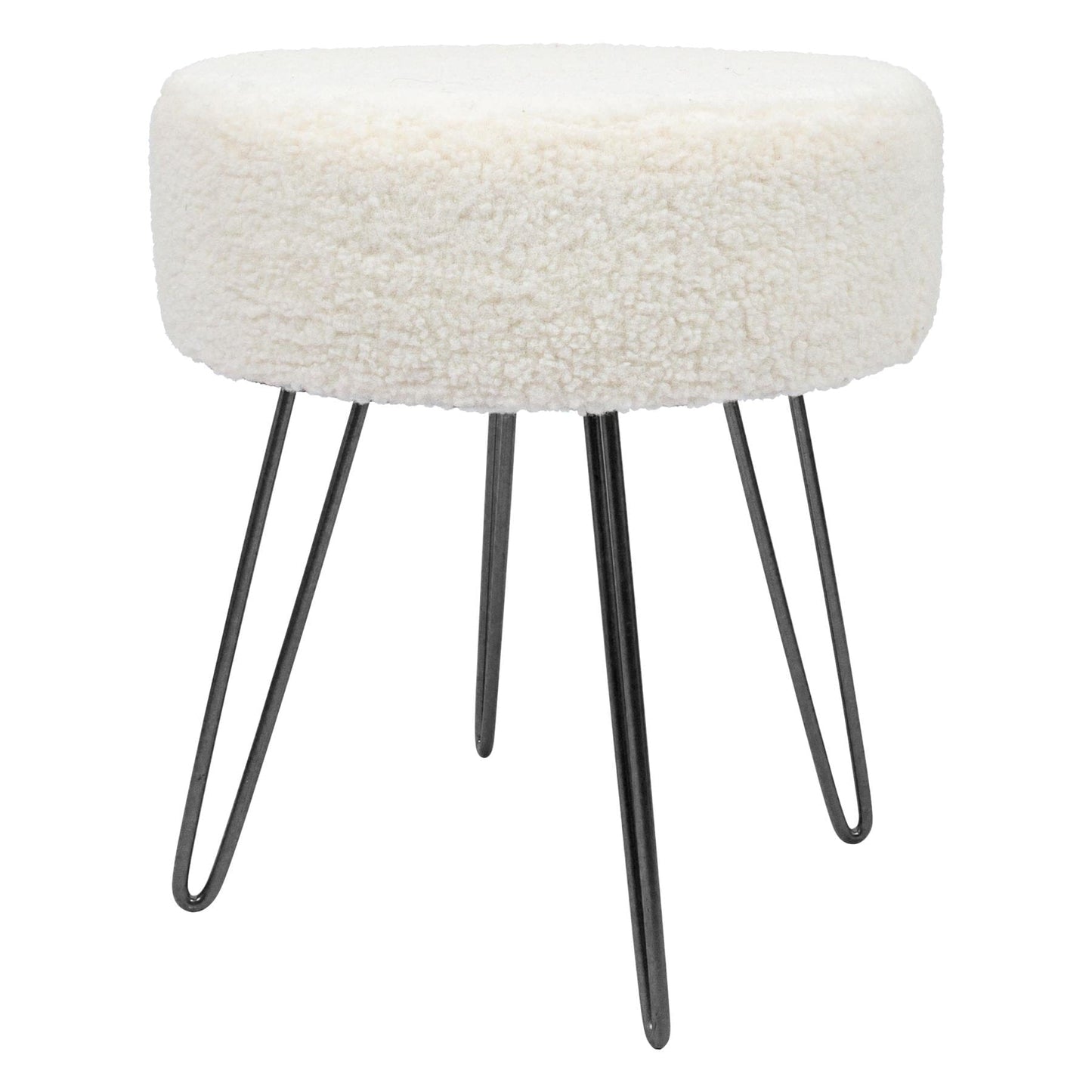 Cream H41 x D35cm Round Boucle Footstool