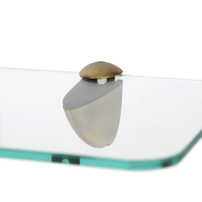 40cm Rounded Floating Glass Shelf with Gold Fixings