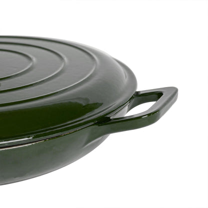 2.3L Dark Green Cast Iron Shallow Casserole Dish
