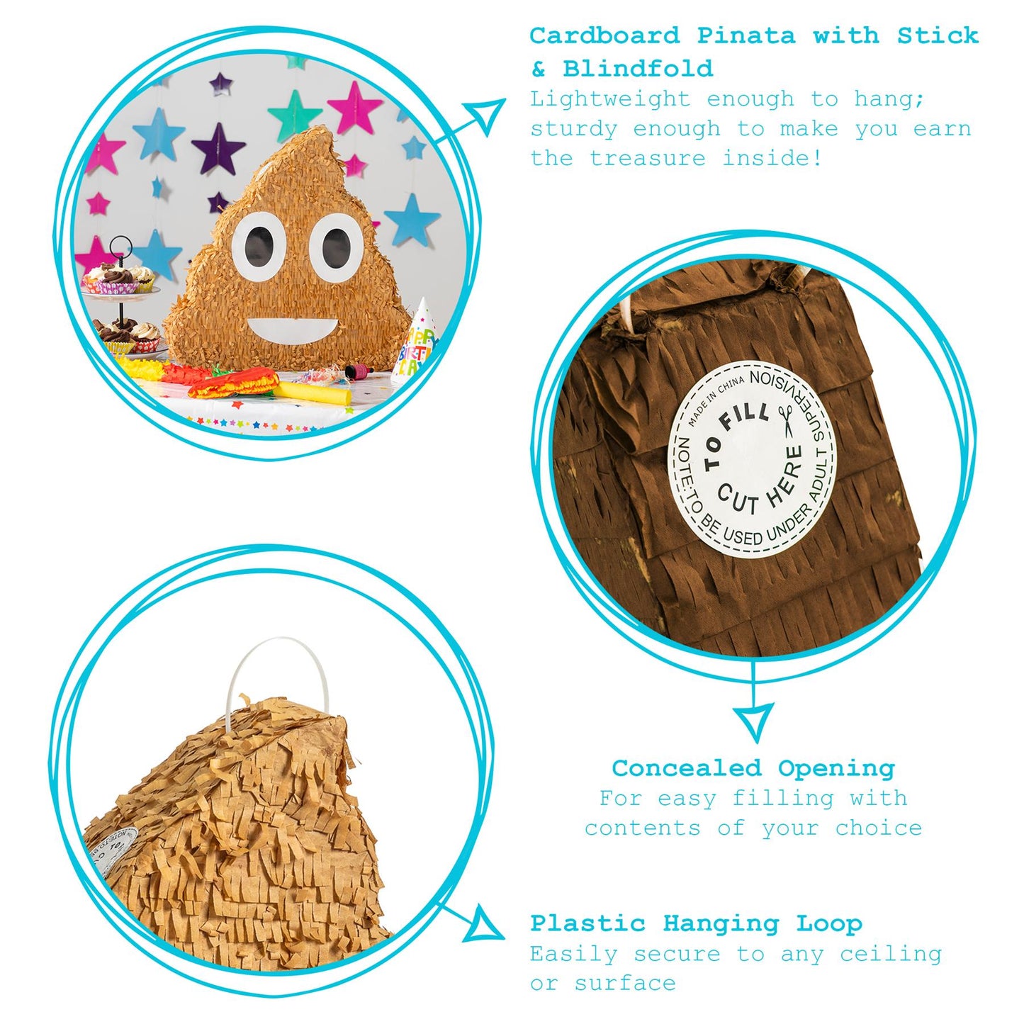 Large Poop Emoji Pinata Party Set