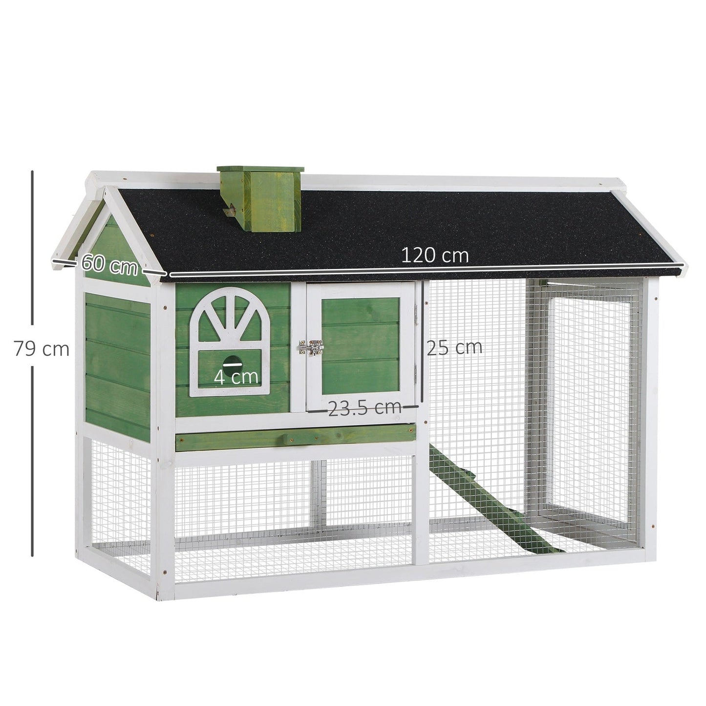 PawHut Rabbit Hutch Wood Bunny Cage for Outdoor Indoor w/ Pull Out Tray Run Box Ramp