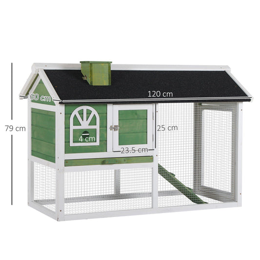 PawHut Rabbit Hutch Wood Bunny Cage for Outdoor Indoor w/ Pull Out Tray Run Box Ramp