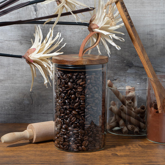 1L Scandi Storage Jar with Leather Loop Lid