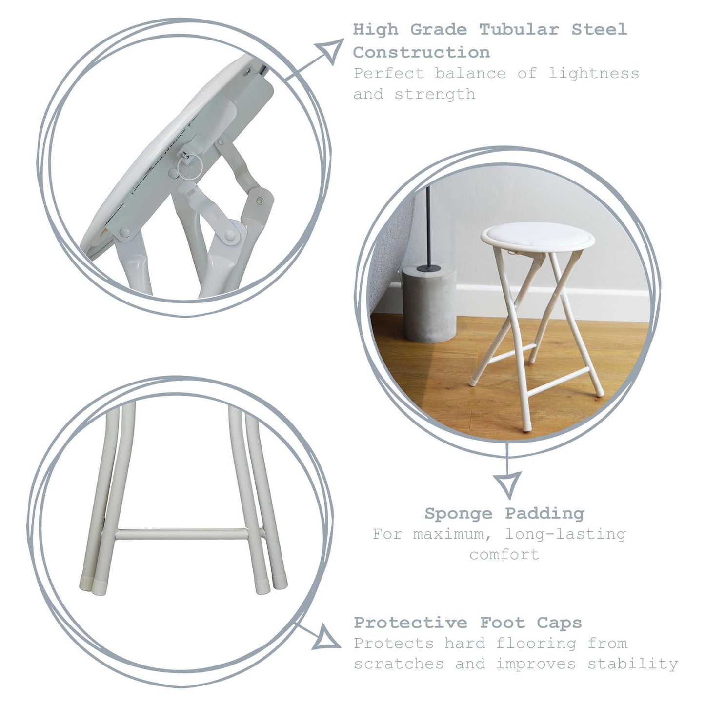 White Padded Folding Stool