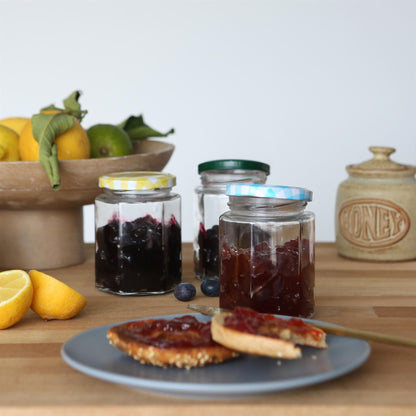 250ml Hexagonal Glass Jam Jars with Lids - Pack of Six