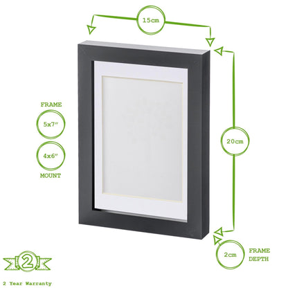 Grey 5" x 7" Photo Frame with 4" x 6" Mount