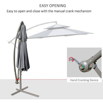 2.7M Garden Banana Parasol Cantilever Umbrella With Crank Handle