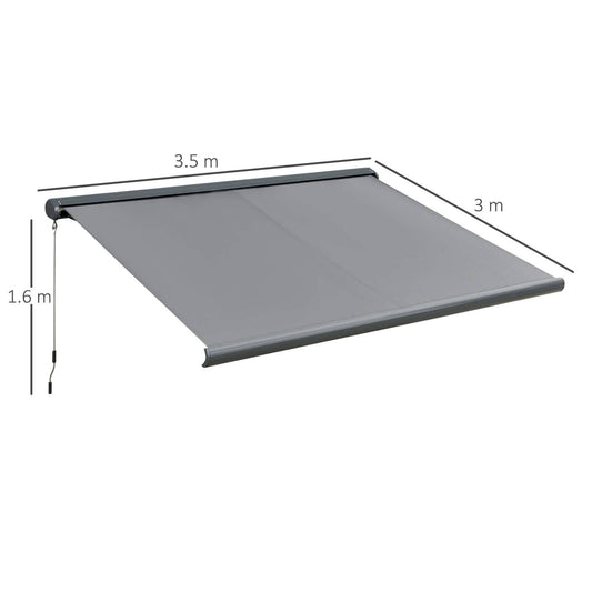 Cassette Electric Manual Awning Door Window Retractable Canopy w/ R/C & LED 350W x 0-300D cm