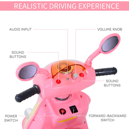 Plastic Music Playing Electric Ride-On Motorbike w/ Lights Pink