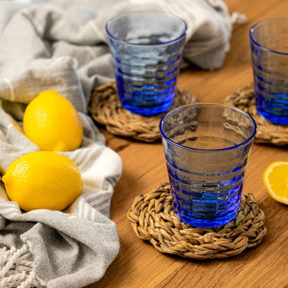 220ml Blue Prisme Water Glasses - Pack of Four