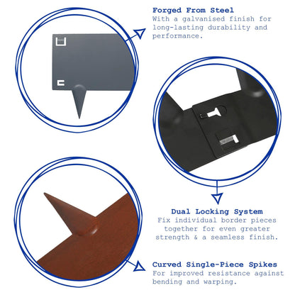 5pc Steel Lawn Edging Set - 5m x 16cm