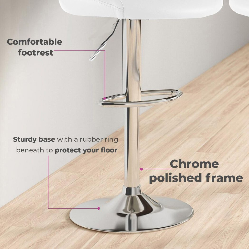 Neo Set of Two White Leather Bar Stools