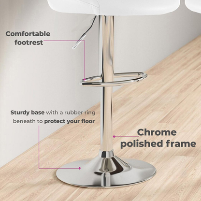 Neo Set of Two White Leather Bar Stools