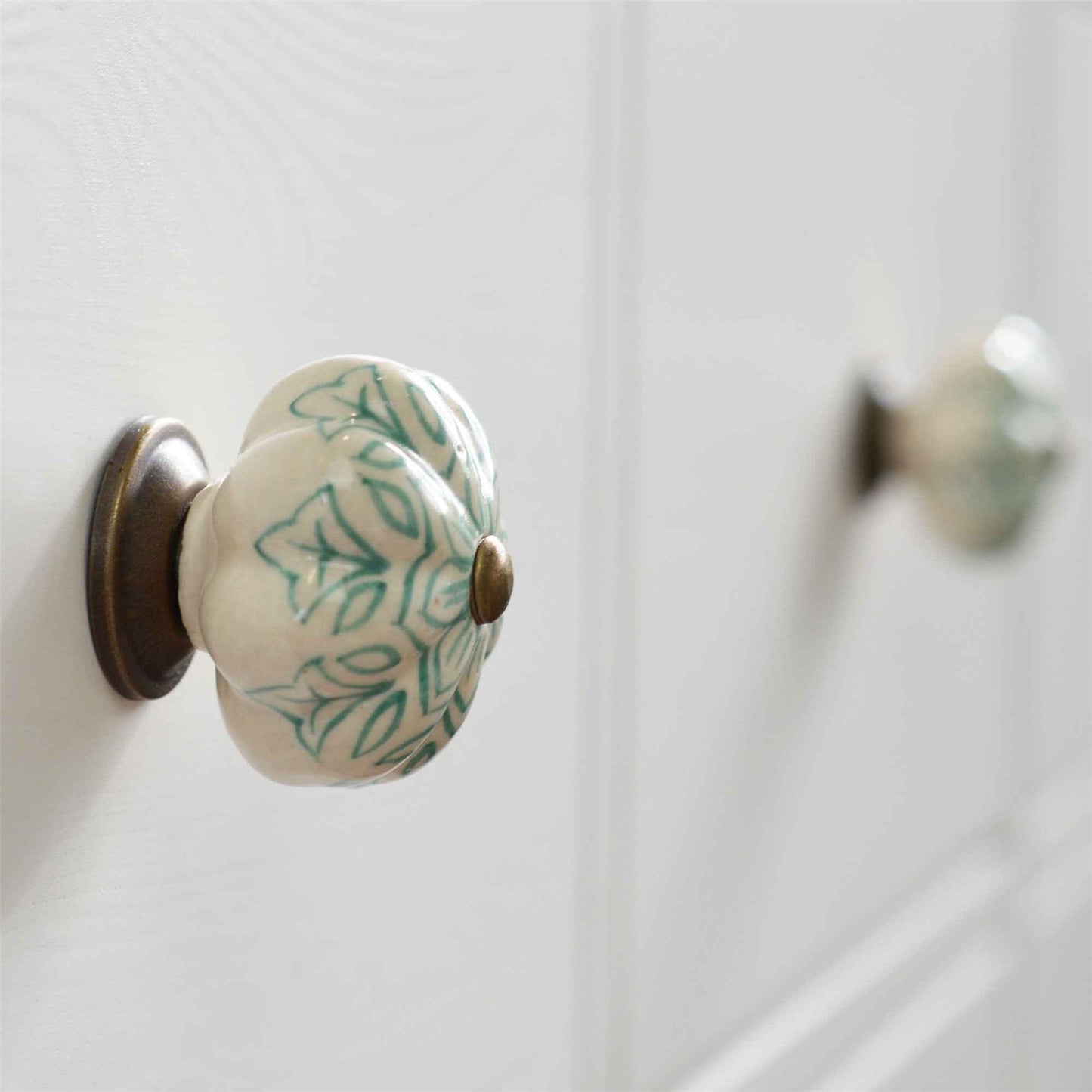 Vintage Floral Ceramic Cabinet Knob