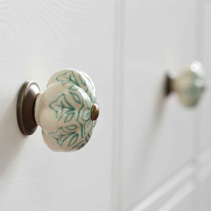 Vintage Floral Ceramic Cabinet Knob