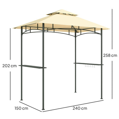Outsunny 8' x 5' Grill Gazebo, Double Tiered Outdoor BBQ Shelter
