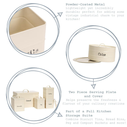 Cream Vintage Metal Cake Tin