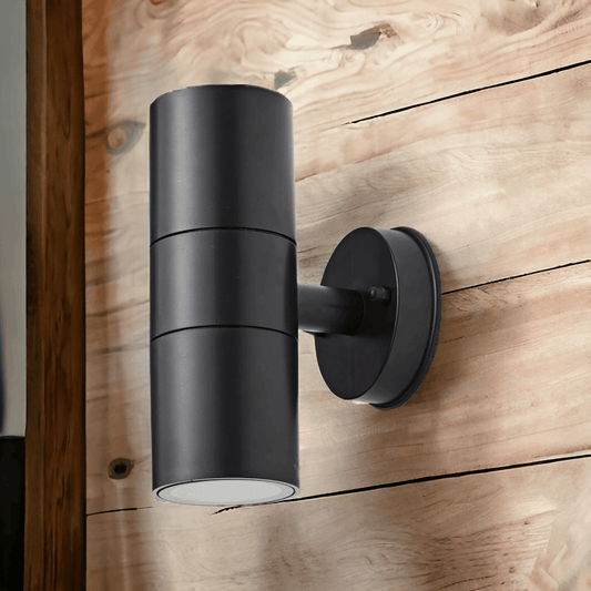 Eclipse Duo Black Outdoor Wall Mounted Up / Down LED Light Mains Wired IP65