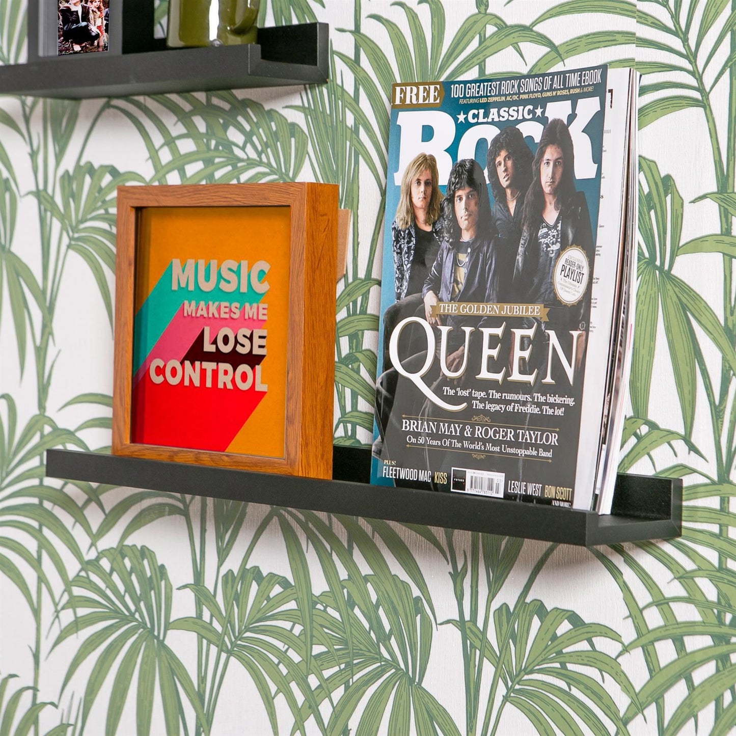 57cm Black Floating Picture Ledge Shelves - Pack of Three