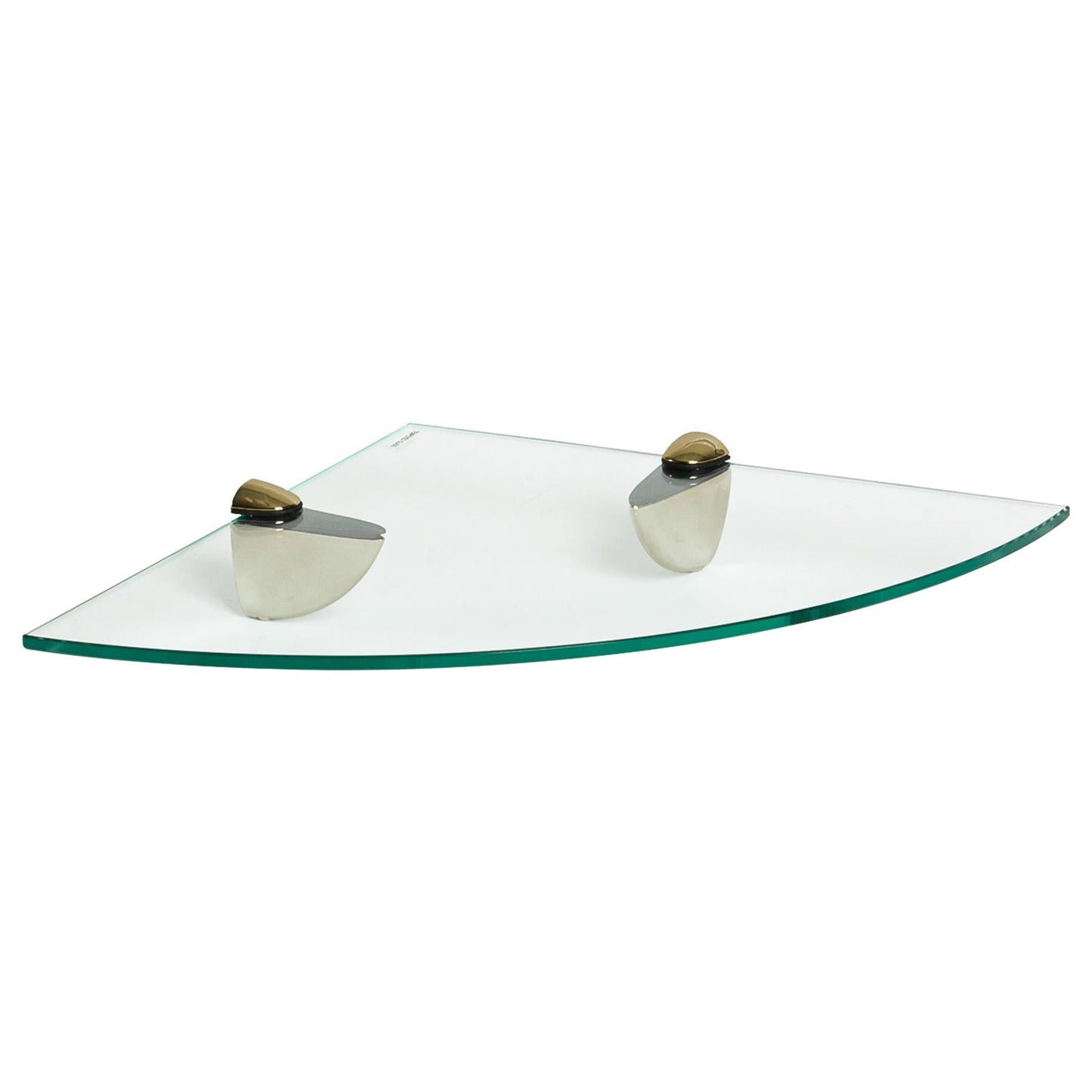 30cm Floating Glass Corner Shelf with Gold Fixings