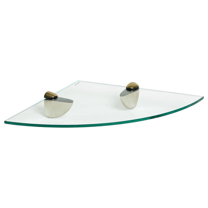 30cm Floating Glass Corner Shelf with Gold Fixings