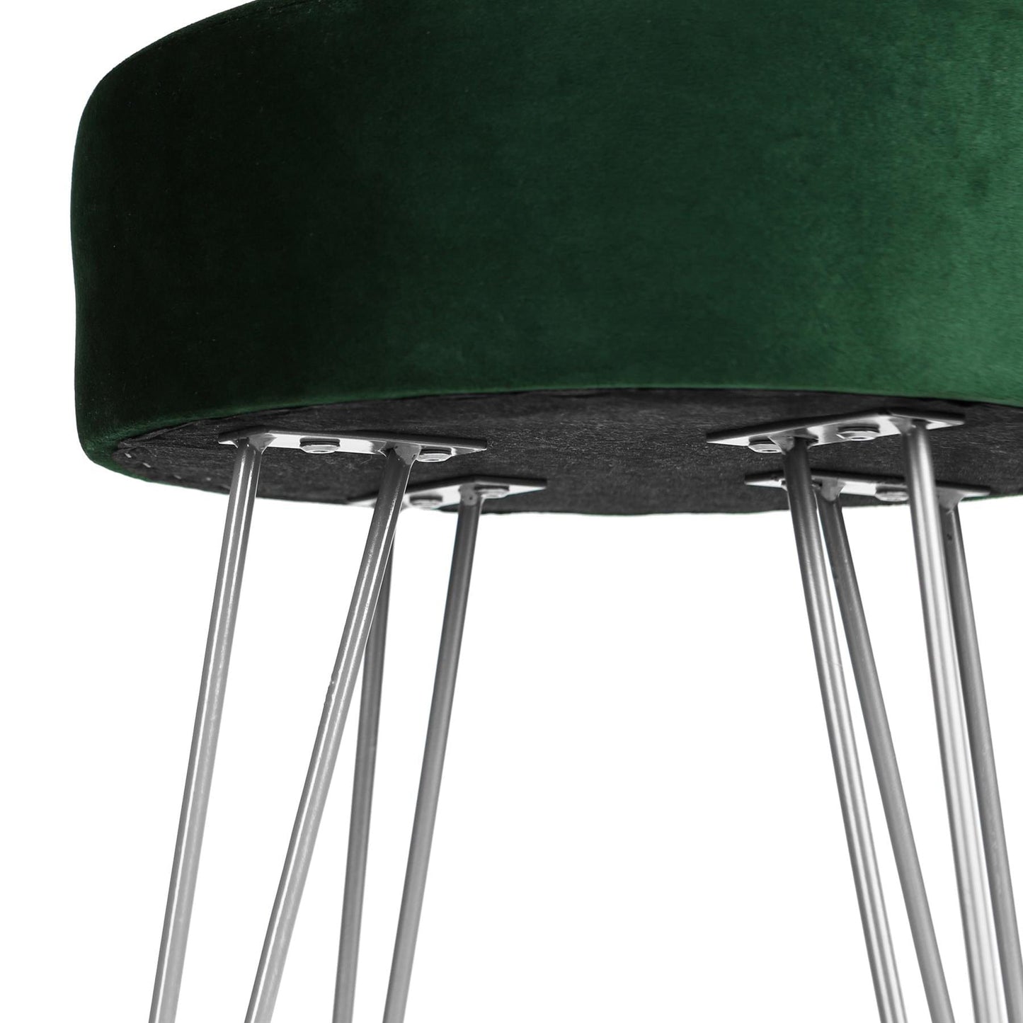 Green Round Velvet Footstool
