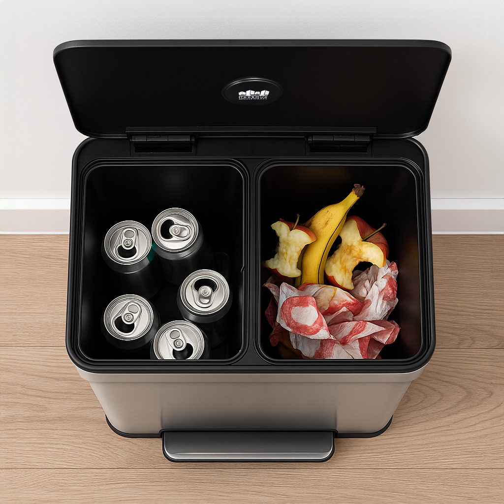 60L (2 x 30L) Stainless Steel Double Kitchen Pedal Bin