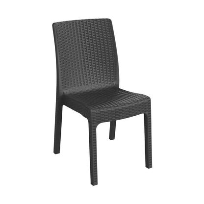 4 piece Rattan Effect Garden Dining Chairs - Anthracite