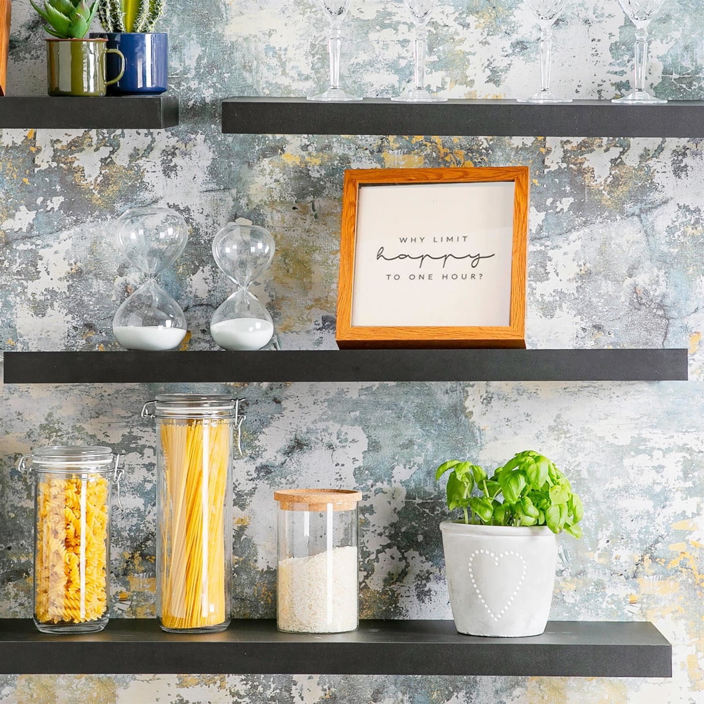 80cm Black Modern Floating Shelf