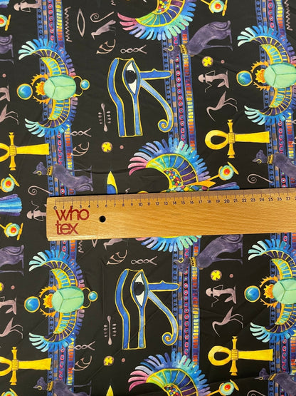 Egyptian Symbol Crepe Fabric by the Metre – Mystical Design
