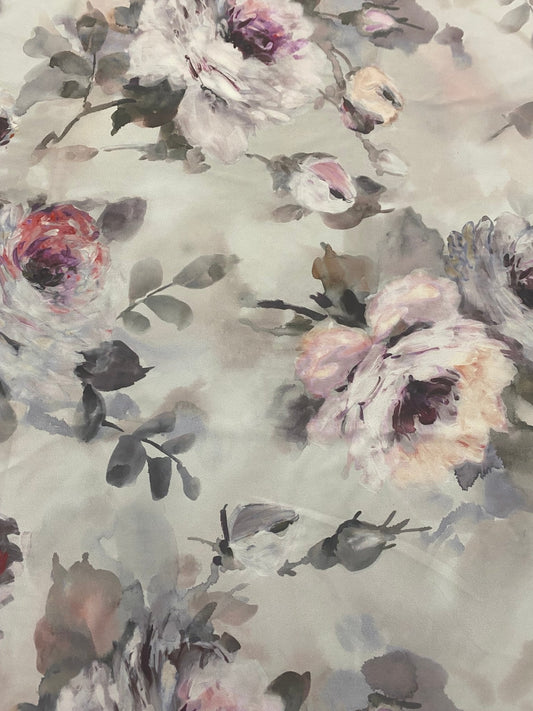 Soft Rose and Peony Print on Light Background