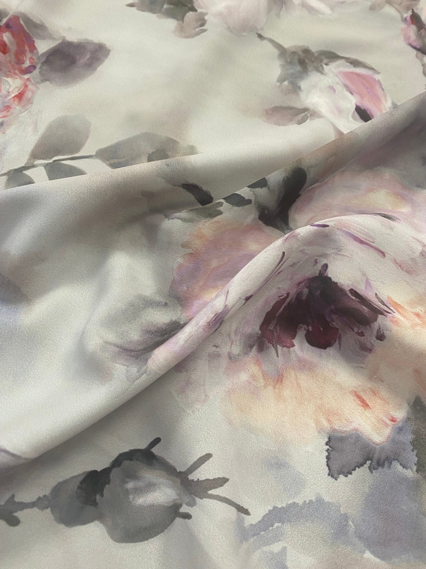 Soft Rose and Peony Print on Light Background