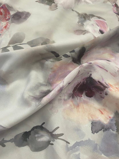 Soft Rose and Peony Print on Light Background