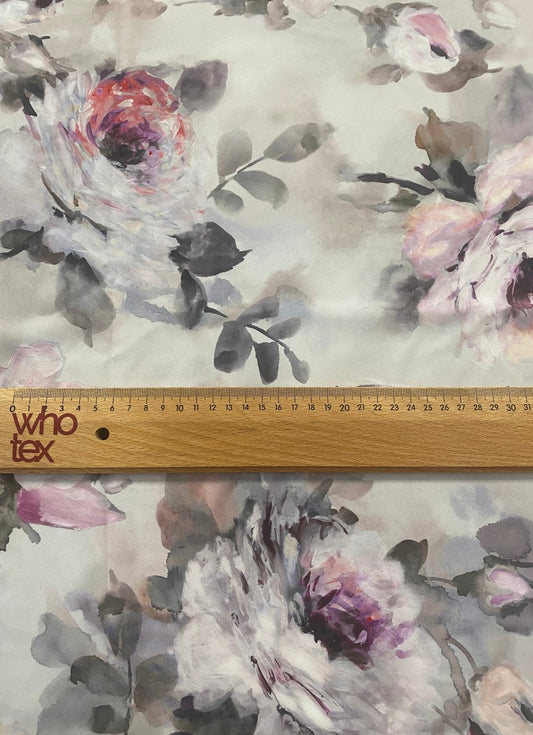 Soft Rose and Peony Print on Light Background