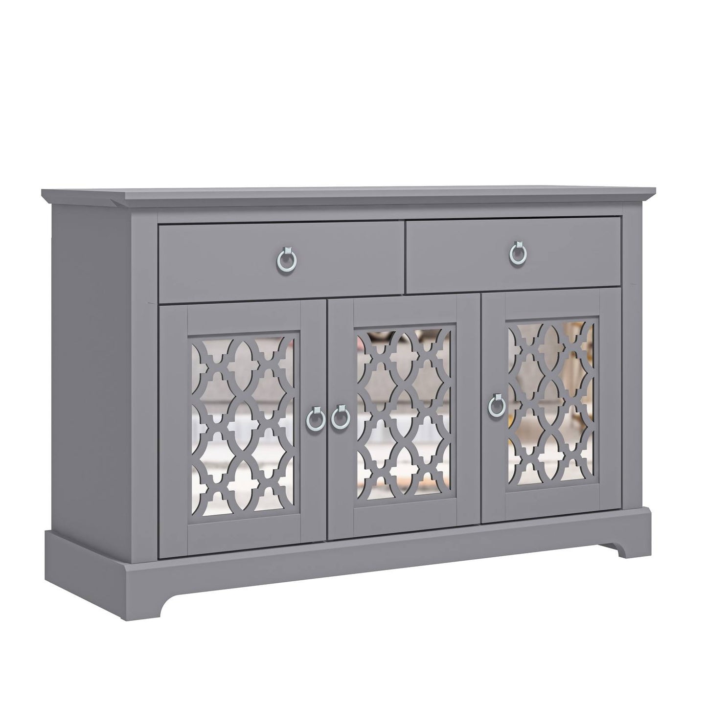 Honition Large Sideboard Grey 3 Doors 4 Shelves 2 Drawers