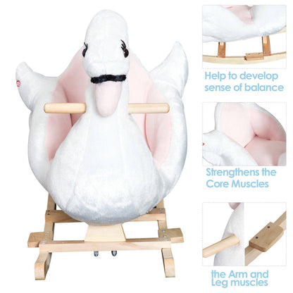 Swan Ride On Rocking Horse With Safety Seat 18+ Months White & Pink by Aosom