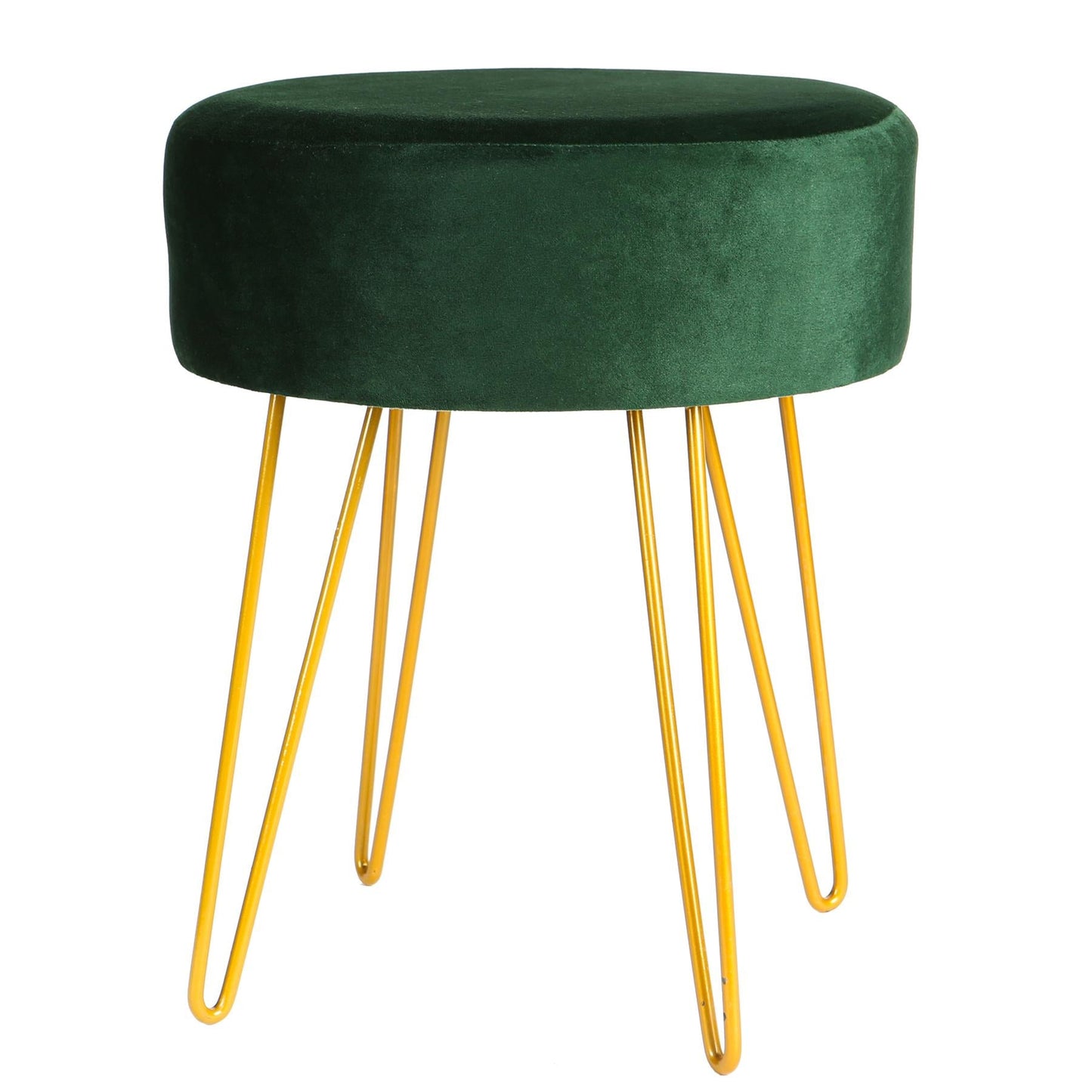 Green Round Velvet Footstool