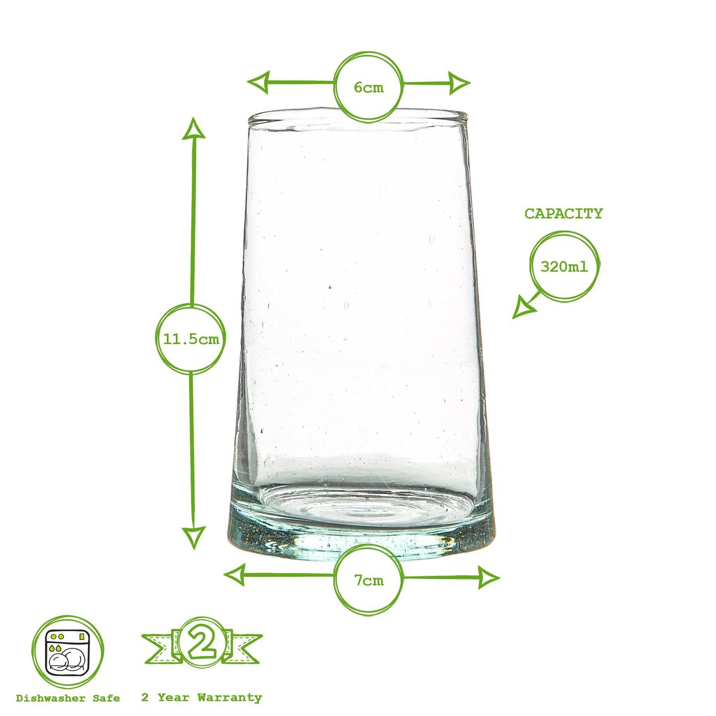 320ml Merzouga Recycled Highball Glasses - Pack of Six
