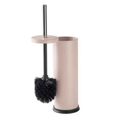 Matt Pink Round Stainless Steel Toilet Brush & Holder