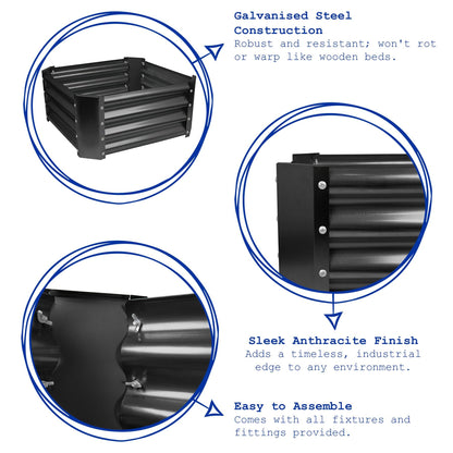 120cm x 60cm Semicircular Galvanised Steel Raised Garden Bed