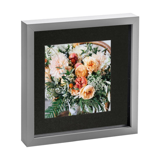 10" x 10" Grey 3D Box Photo Frame - with 6" x 6" Mount