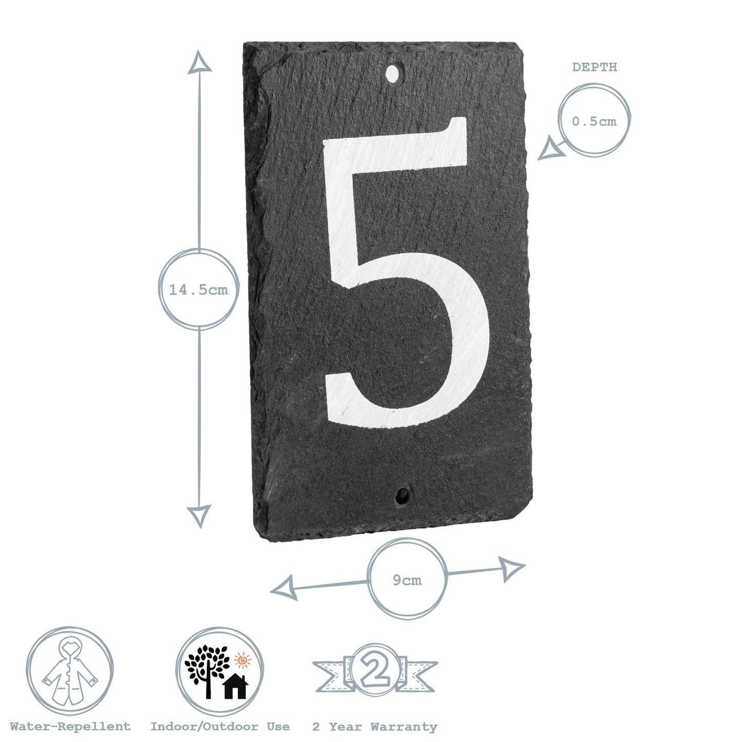 Number 5 Slate House Sign