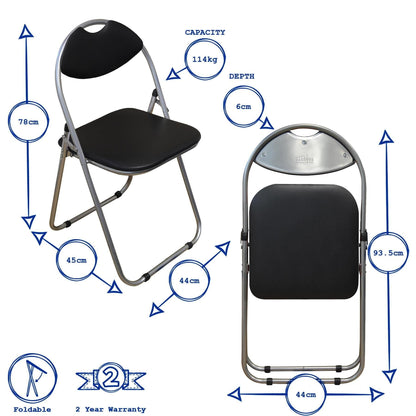 Black Curved Padded Folding Chair - Pack of Six