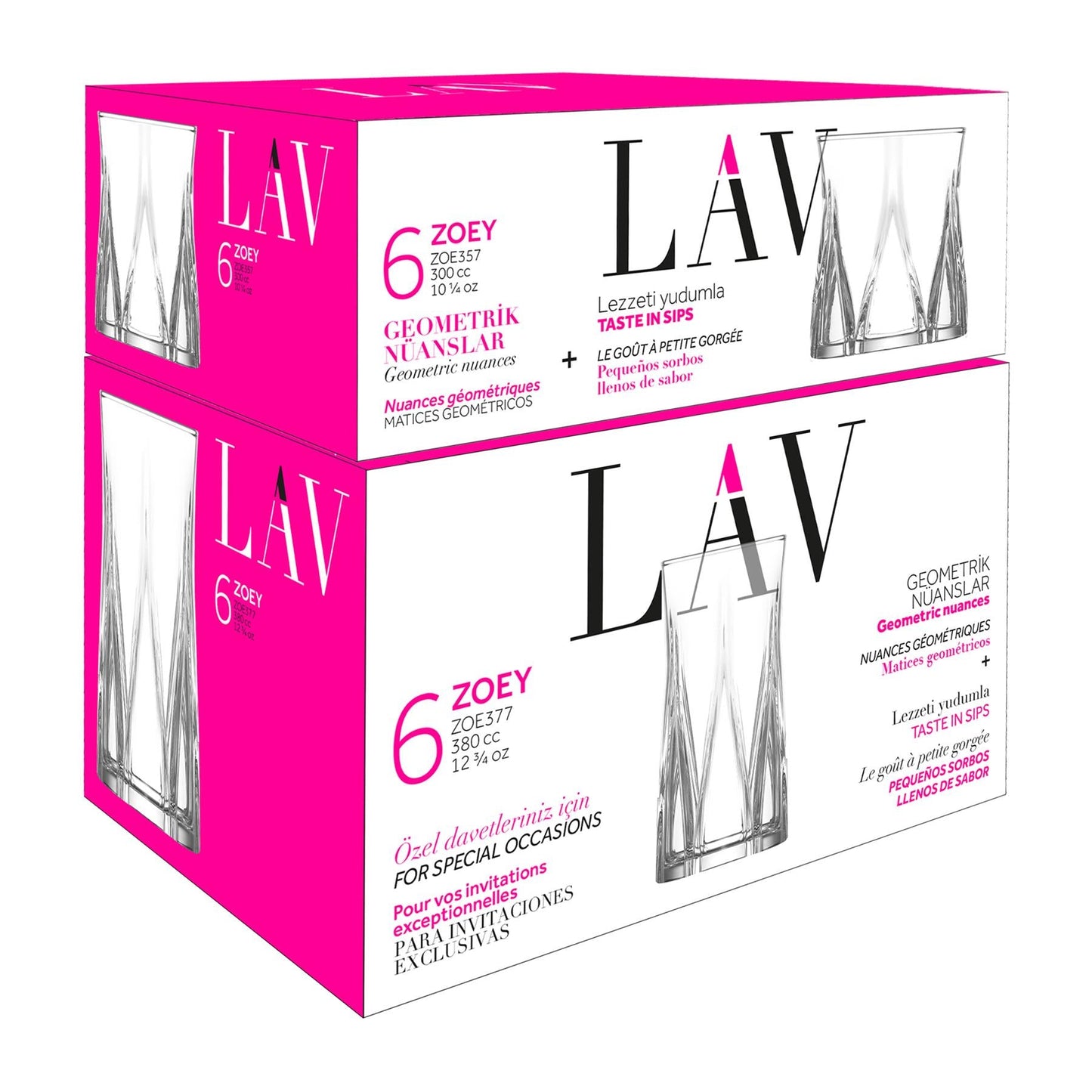 12pc Zoey Glass Tumbler Set - 300ml/380ml