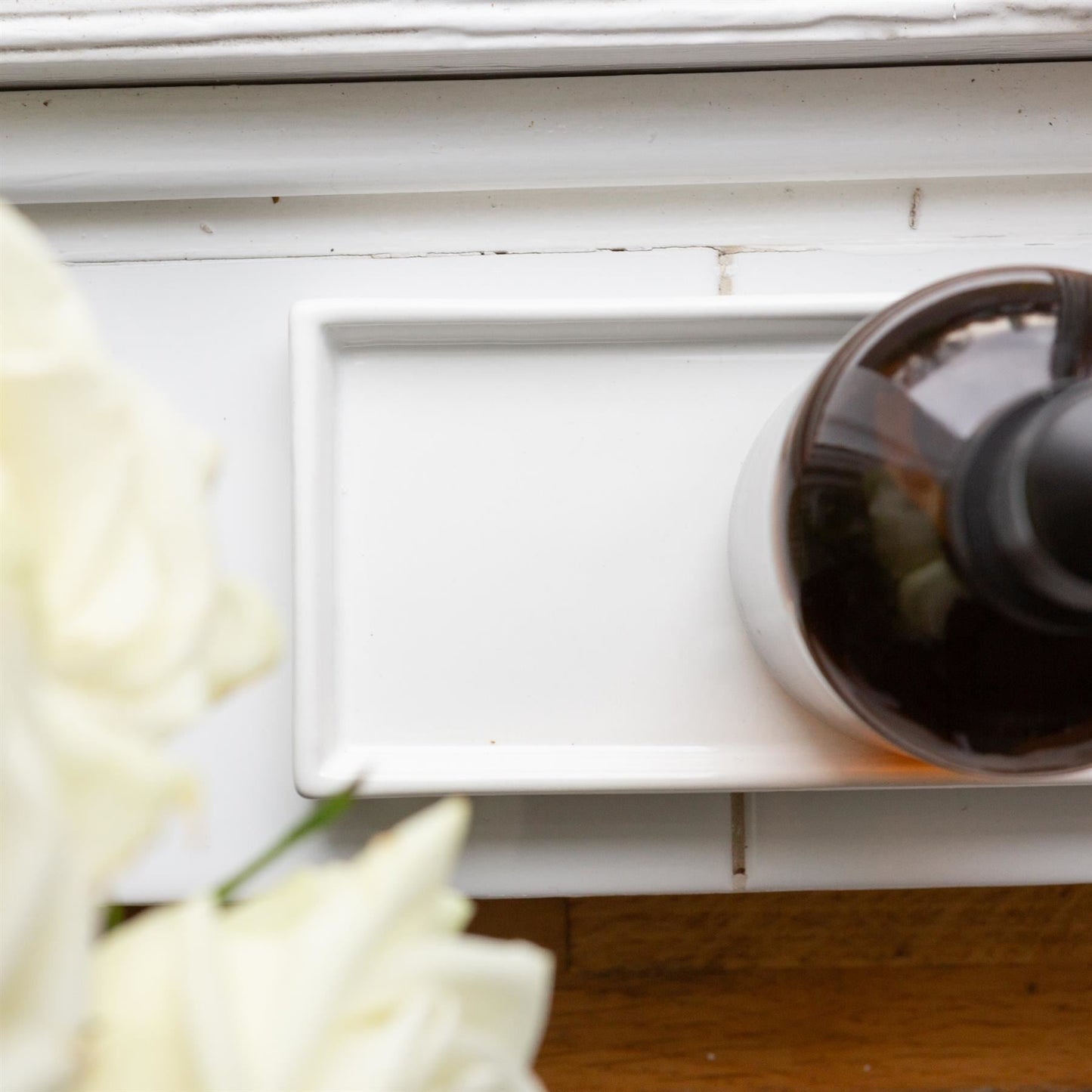 17cm White Ceramic Soap Dispenser Tray