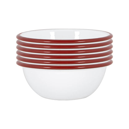 16cm White Enamel Bowls - Pack of Six