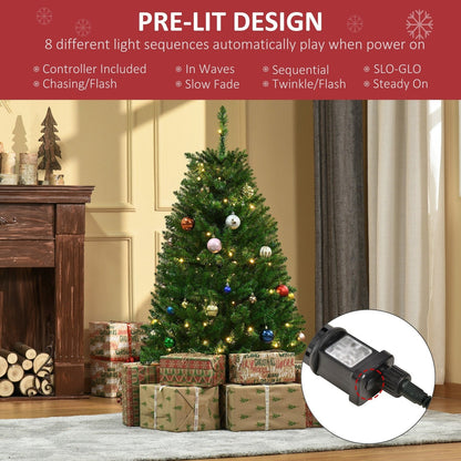4FT Prelit Artificial Christmas Tree with Warm White LED Light Holiday Home Decoration