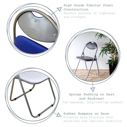 White Curved Padded Folding Chair